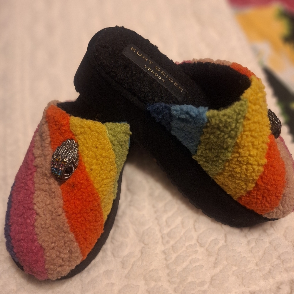 Kurt Geiger Multicolor Sherpa Slip-On Platform Slippers